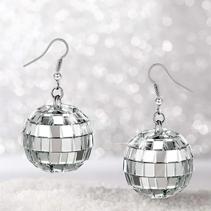 intage Disco Ball Dangle Earrings