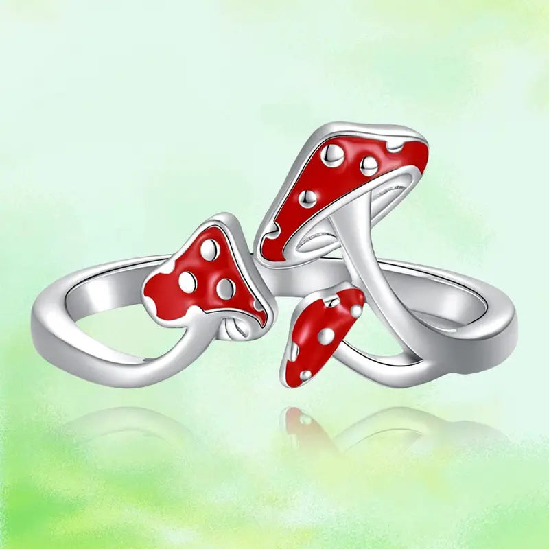 Red Mushroom Adjustable Ring