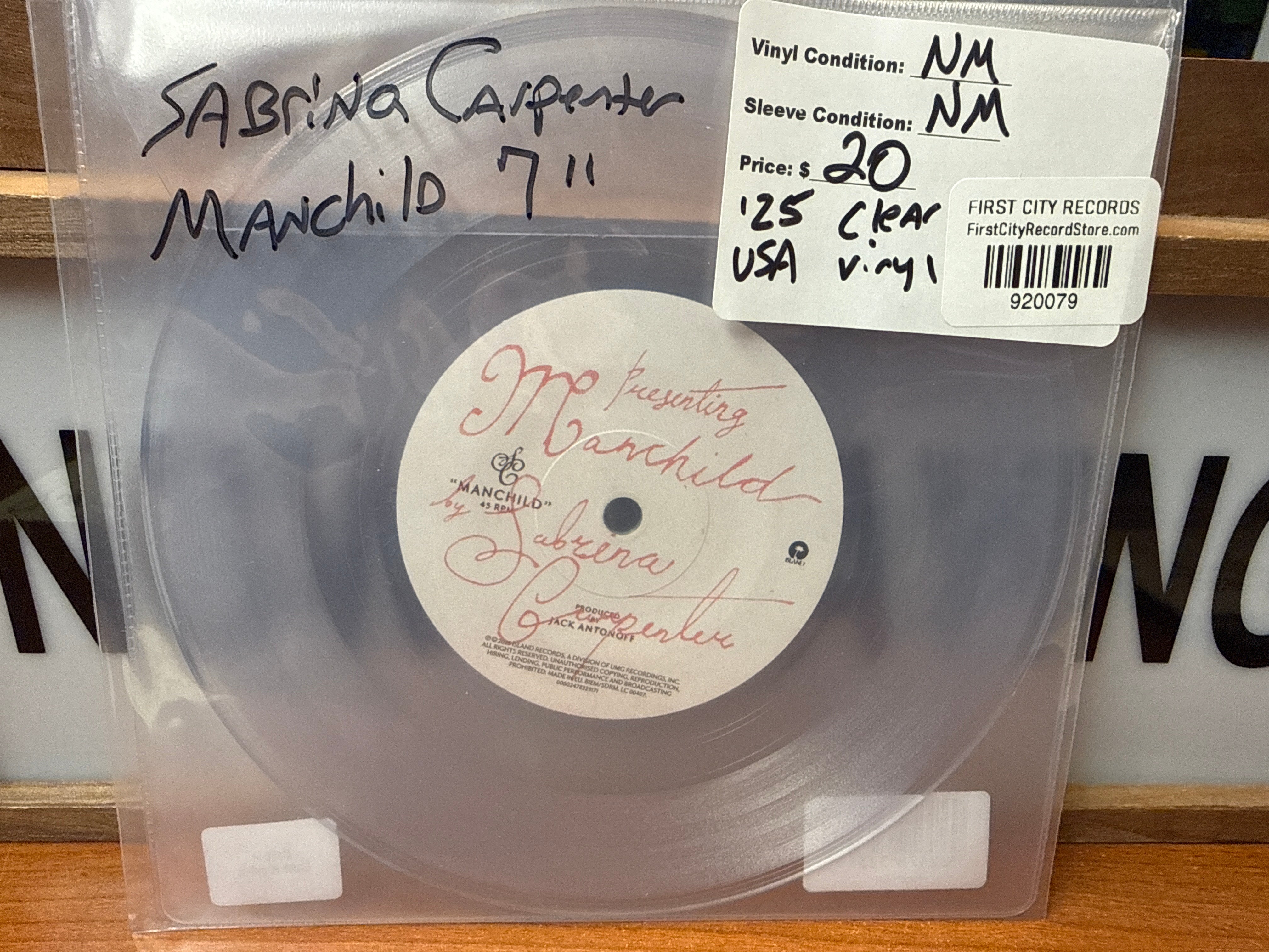 Sabrina Carpenter - Manchild (2025, Clear Vinyl, 7 inch, USED)