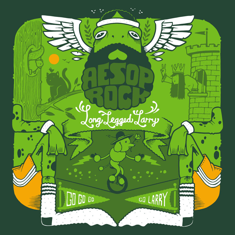the album cover for Aesop Rock - Long Legged Larry [Limited Edition Green 7in Single]