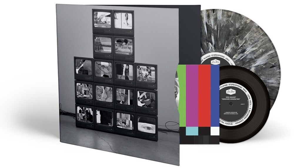 the album cover for Rise Against - Nowhere Generation [Deluxe Black/White Smoke LP + 7in]