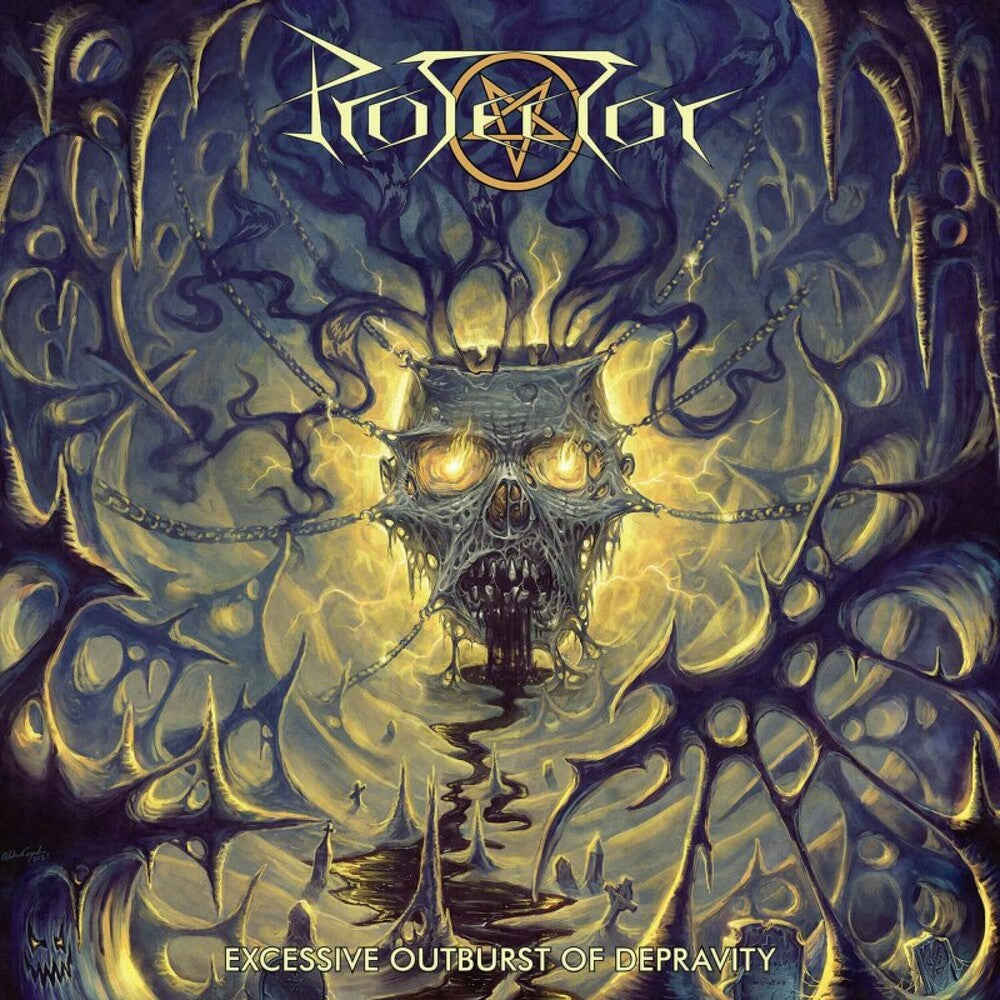 the album cover for Protector - Excessive Outburst Of Depravity (Slip)