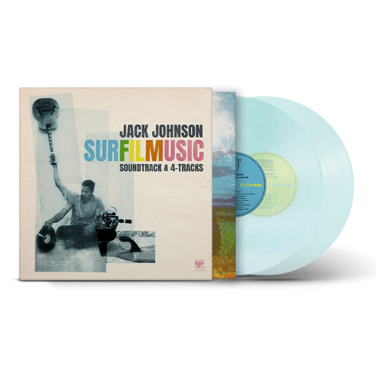 the album cover for Jack Johnson - SURFILMUSIC (Soundtrack & 4-Tracks) [Indie Exclusive Soda Pop Bottle Blue]