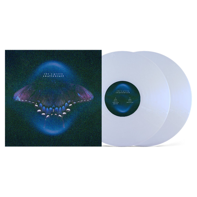 the album cover for she's green - swallowtail / chrysalis [Indie Exclusive Iridescent White]