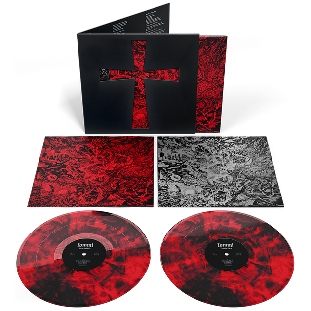 the album cover for Tony Iommi - From The Dark [Indie Exclusive Red/Black Marble 45 RPM]