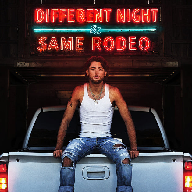 the album cover for Bailey Zimmerman - Different Night Same Rodeo