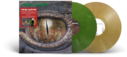 the album cover for Rodrigo Y Gabriela - Rodrigo Y Gabriela with bonus disc Re-Foc (20th Anniversary Edition) [Jade & Citrus Colored Vinyl]