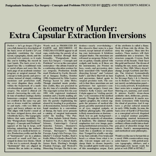 the album cover for Earth X Black Noi$E - Geometry Of Murder: Extra Capsular Extraction