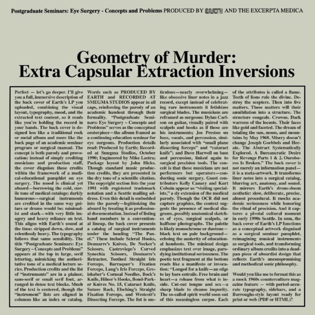 the album cover for Earth X Black Noi$E - Geometry Of Murder: Extra Capsular Extraction