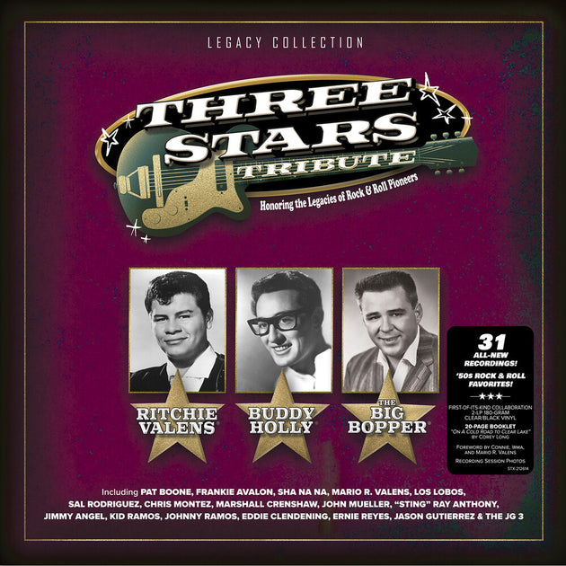 the album cover for Pat Boone - Three Stars Tribute (Blk) [Clear Vinyl]
