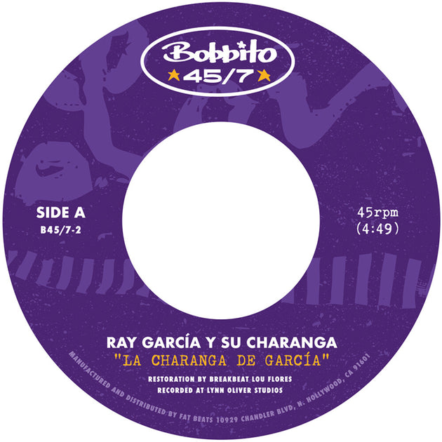 the album cover for Ray Garci­a y Su Charanga - "La Charanga de Garcia" b/w "Para Ti" [Opaque White 7” in paper sleeve]