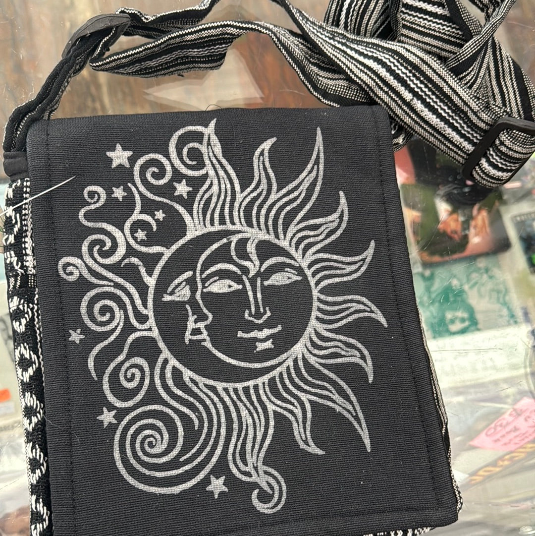 Black Sun & Moon Crossbody with Flap Closure