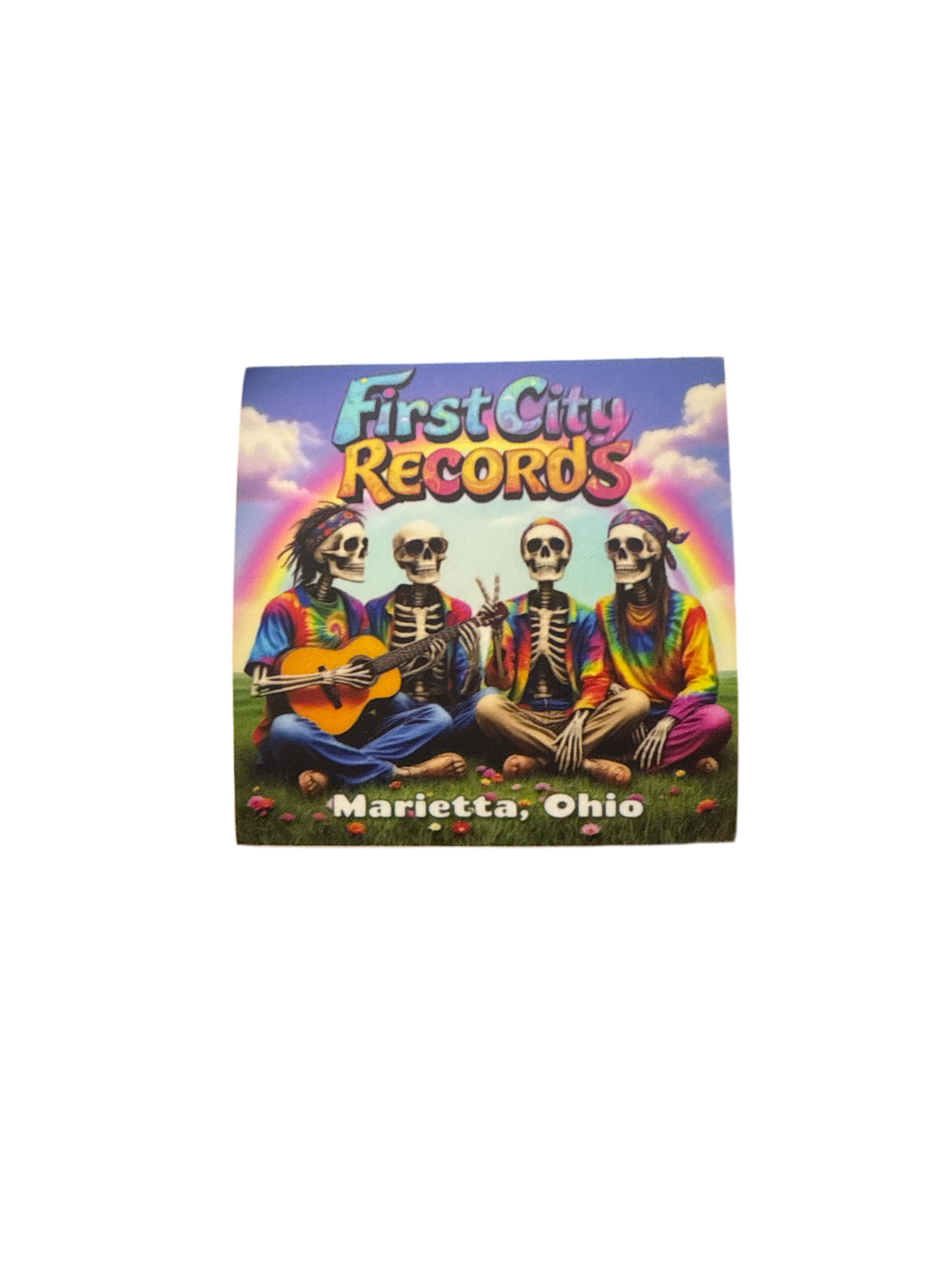 First City Records Skeleton Hippy Sticker