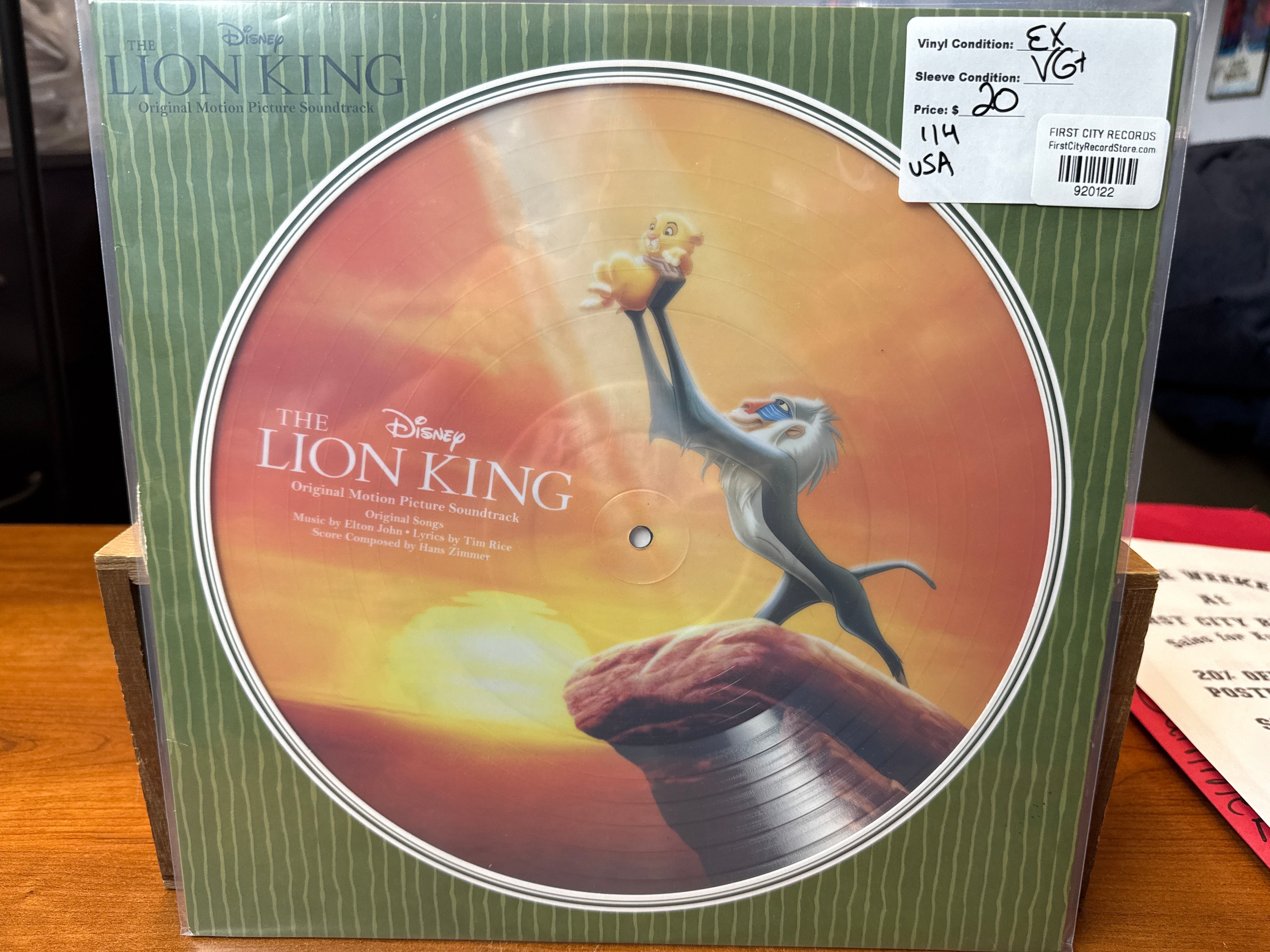 Lion King Soundtrack (2014, Picture Disk, USED)