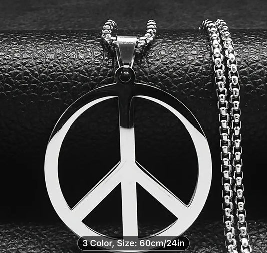 Silver Peace Sign Necklace