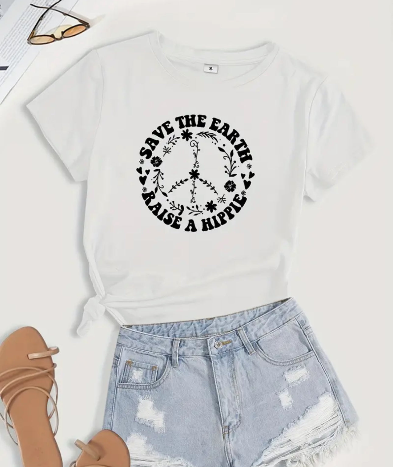 Save the Earth Raise a Hippie - White Shirt