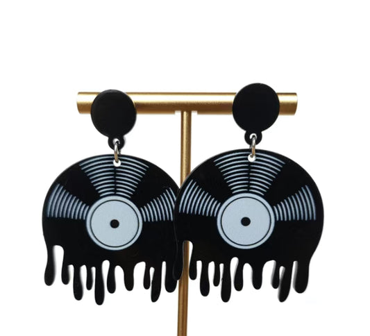 Melting Vinyl Record Earrings