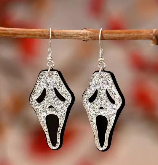 Sparkly Ghostface Earrings