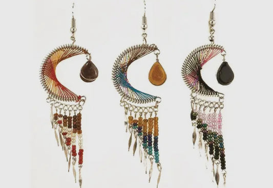 Gypsy Rose Half Moon Beaded Dangle Earrings