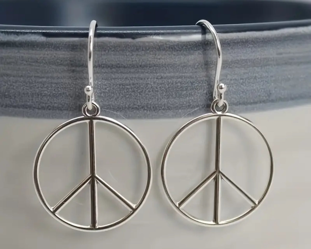 Silver Peace Sign Earrings