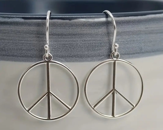 Silver Peace Sign Earrings