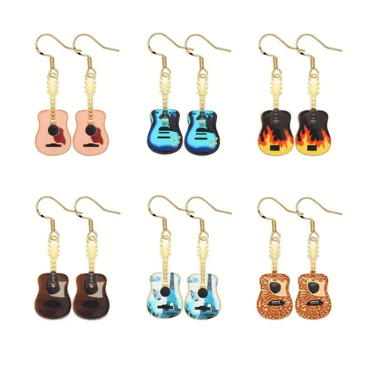 Guitar Design Dangle Earrings (randomly selected)