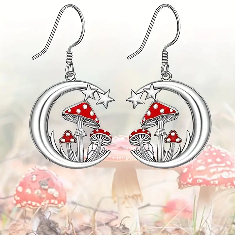 Moon Mushroom Earrings