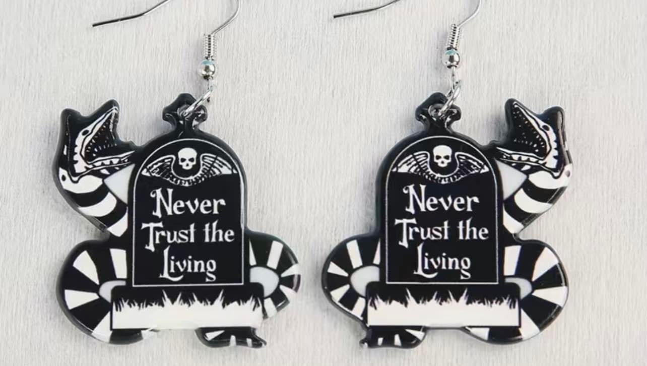 BeetleJuice “Never Trust The Living” Earrings