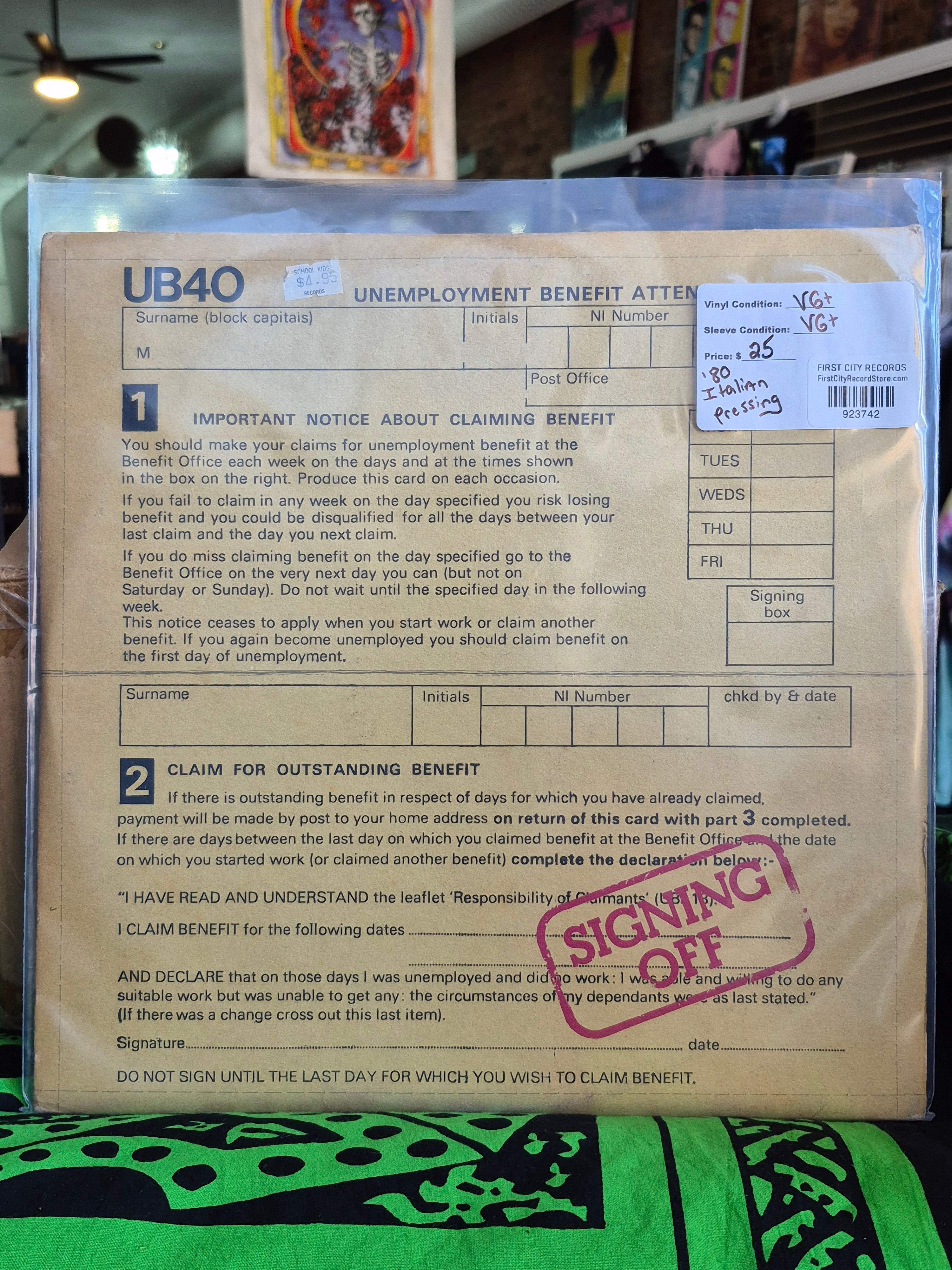 UB40 - Signing Off (1980, Italian Pressing, USED)