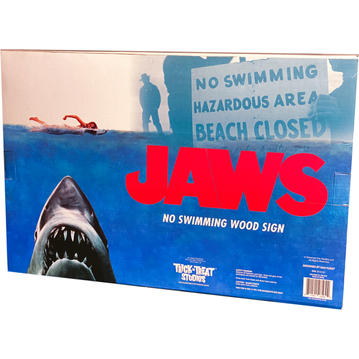 JAWS - NO SWIMMING WOOD SIGN